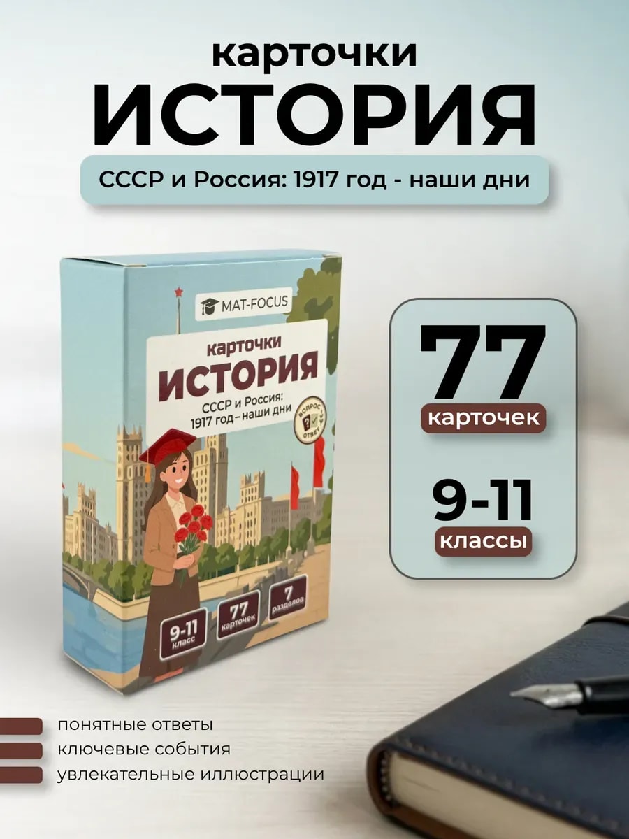 Упаковка и карточки товара «История от СССР до наших дней»
